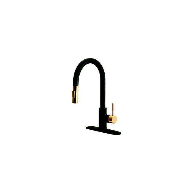 Dura Faucet DFMK530SLKMBRG Streamline Pull-Down Kitchen Faucet, Matte Black - Rose Gold