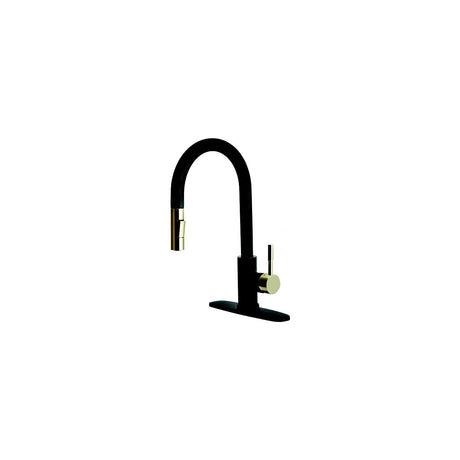 Dura Faucet DFMK530SLKMBSN Streamline Pull-Down Kitchen Faucet, Matte Black - Satin Nickel
