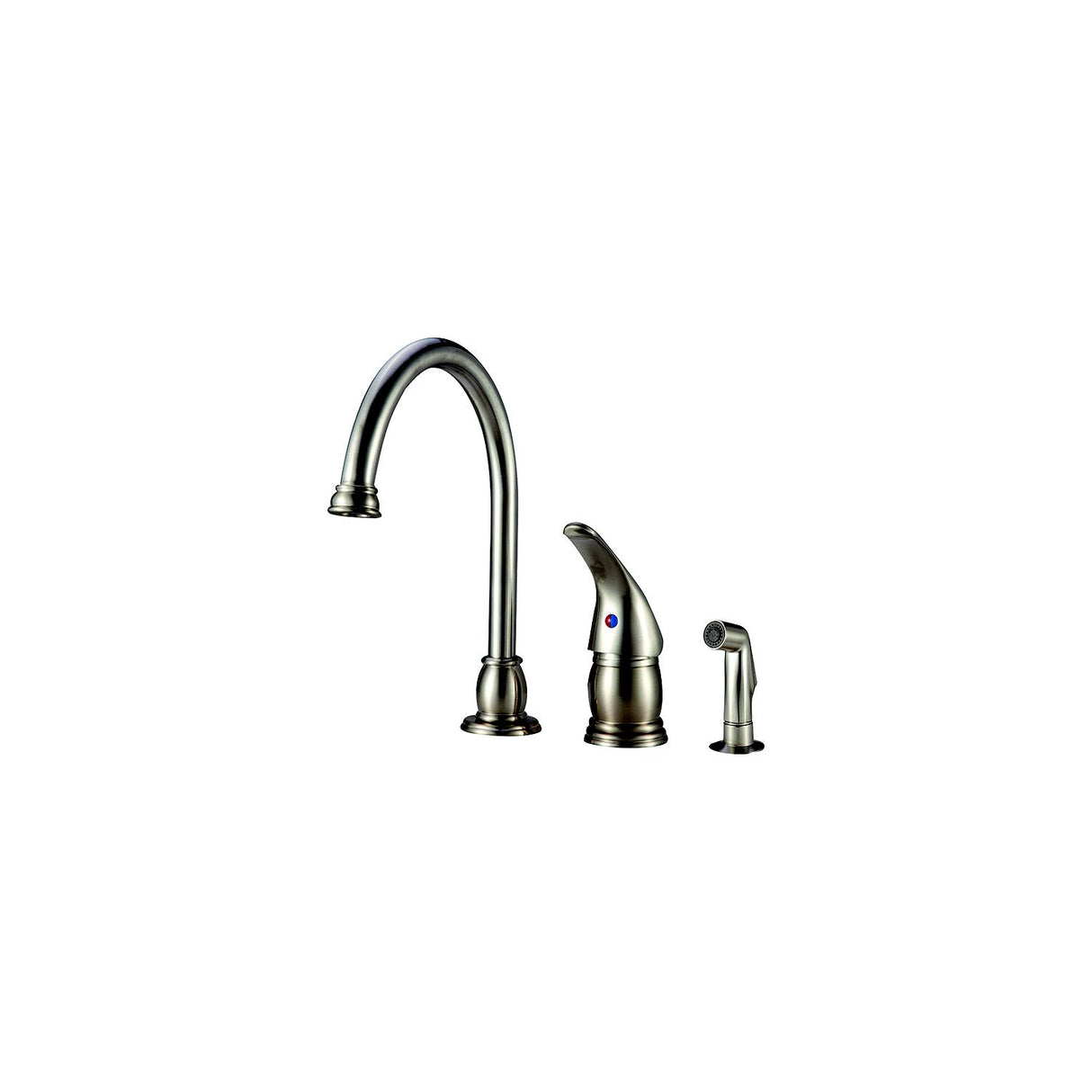 Dura Faucet DFNMK301SN Goose Neck Pedestal Kitchen Faucet, Satin Nickel