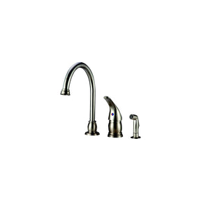 Dura Faucet DFNMK301SN Goose Neck Pedestal Kitchen Faucet, Satin Nickel