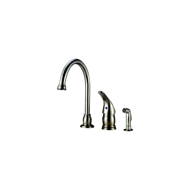 Dura Faucet DFNMK301SN Goose Neck Pedestal Kitchen Faucet, Satin Nickel