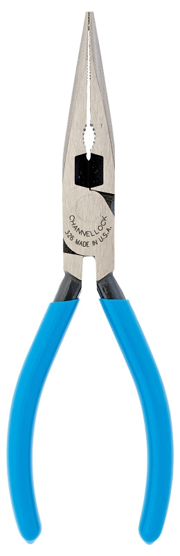 Channellock 326 Nose Pliers, 6.1 in OAL, 1-5/32 in Jaw Opening, Blue Handle, Ergonomic Handle, 3/4 in W Jaw