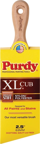 Purdy 144153325 Trim Brush, Natural Hardwood Handle, 2-1/2 in W, Angular Brush, Nylon/Polyester Bristle, Short Handle