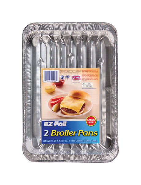 Hefty EZ Foil 8-1/2 in. W X 11-3/4 in. L Super Broiler Pan Silver 2 pk, Pack of 12
