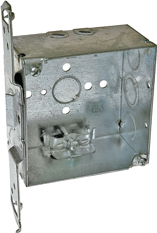 Raco 8240 Switch Box, 2-Gang, 4-Knockout, 1/2, 3/4 in, Steel, Gray, Bracket