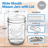 Ball Wide Mouth Mason Jar 16 oz 12 pk