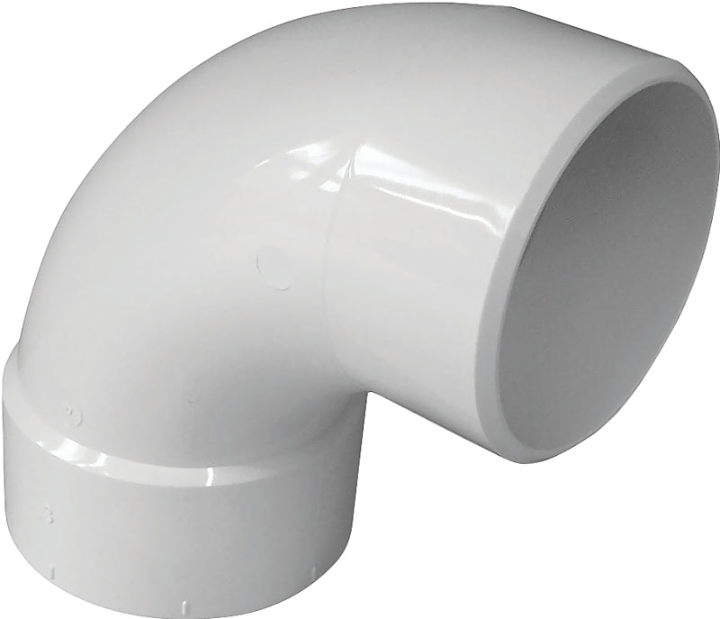 Canplas 414174BC Sanitary Street Pipe Elbow, 4 in, Spigot x Hub, 90 deg Angle, PVC