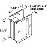 Prime-Line N 7079 Pocket Door Pull, 1-3/8 in W, 2-1/2 in D, 2-3/4 in H, Brass, Satin Chrome