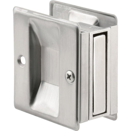Prime-Line N 7079 Pocket Door Pull, 1-3/8 in W, 2-1/2 in D, 2-3/4 in H, Brass, Satin Chrome