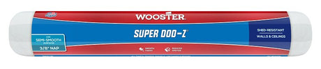 Wooster SUPER DOO-Z R205-18 Roller Cover, 3/8 in Thick Nap, 18 in L, Fabric Cover, White