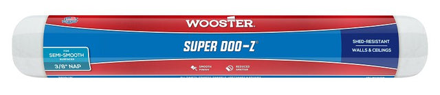 Wooster SUPER DOO-Z R205-18 Roller Cover, 3/8 in Thick Nap, 18 in L, Fabric Cover, White