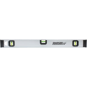 Johnson 1300-3600 I-Beam Level with Rule, 36 in L, 3-Vial, Non-Magnetic, Aluminum, Silver