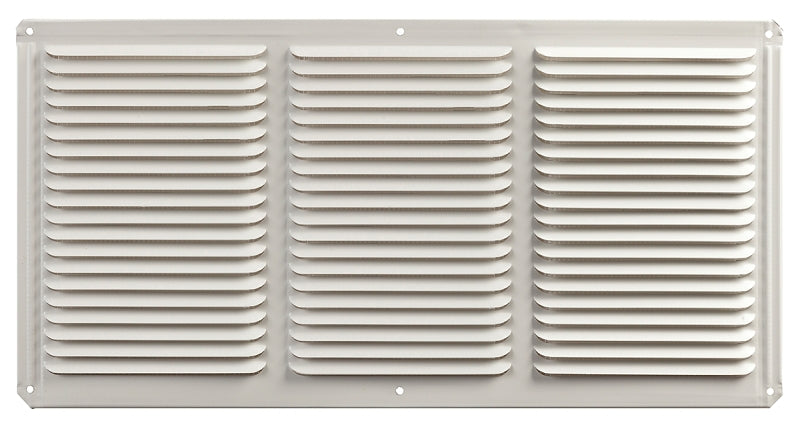 Master Flow EAC16X8W Undereave Vent, 8 in L, 16 in W, 65 sq-ft Net Free Ventilating Area, Aluminum, White, Pack of 36