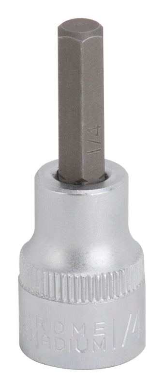 Vulcan 3506005820 Fractional Hex Bit Socket, 1/4 in Tip, 3/8 in Drive, Chrome, 1-7/8 in OAL