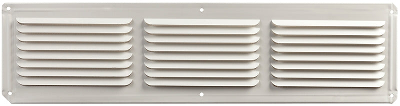 Master Flow EAC16X4W Undereave Vent, 4 in L, 16 in W, 26 sq-ft Net Free Ventilating Area, Aluminum, White, Pack of 36