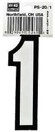 Hy-Ko PS-20 Series PS-20/1 Self-Adhesive Reflective Number, Character: 1, 3-1/4 in H Character, Black/White Character, Pack of 10