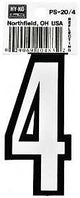 Hy-Ko PS-20 Series PS-20/4 Self-Adhesive Reflective Number, Character: 4, 3-1/4 in H Character, Black/White Character, Pack of 10