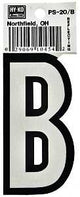 Hy-Ko PS-20/B Reflective Letter, Character: B, 3-1/4 in H Character, Black/White Character, Vinyl, Pack of 10