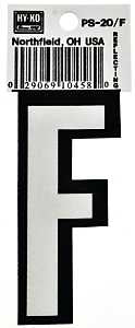 Hy-Ko PS-20/F Reflective Letter, Character: F, 3-1/4 in H Character, Black/White Character, Vinyl, Pack of 10