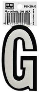 Hy-Ko PS-20/G Reflective Letter, Character: G, 3-1/4 in H Character, Black/White Character, Vinyl, Pack of 10
