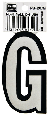 Hy-Ko PS-20/G Reflective Letter, Character: G, 3-1/4 in H Character, Black/White Character, Vinyl, Pack of 10