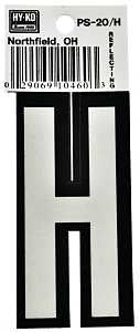 Hy-Ko PS-20/H Reflective Letter, Character: H, 3-1/4 in H Character, Black/White Character, Vinyl, Pack of 10