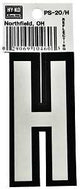 Hy-Ko PS-20/H Reflective Letter, Character: H, 3-1/4 in H Character, Black/White Character, Vinyl, Pack of 10