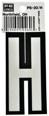 Hy-Ko PS-20/H Reflective Letter, Character: H, 3-1/4 in H Character, Black/White Character, Vinyl, Pack of 10