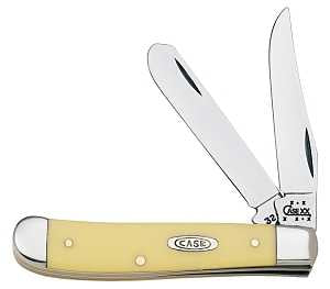 Case 00029 Folding Pocket Knife, 2.7 in Clip, 2-3/4 in Spey L Blade, Vanadium Steel Blade, 2-Blade, Yellow Handle
