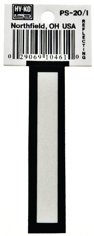 Hy-Ko PS-20/I Reflective Letter, Character: I, 3-1/4 in H Character, Black/White Character, Vinyl, Pack of 10