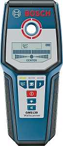 Bosch GMS 120 Multi-Wall Scanner, 9 V Battery, Up to 4-3/4 in Ferrous Metals, 3-1/8 in Non-Ferrous Metals Detection