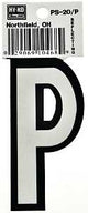 Hy-Ko PS-20/P Reflective Letter, Character: P, 3-1/4 in H Character, Black/White Character, Vinyl, Pack of 10