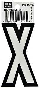 Hy-Ko PS-20/X Reflective Letter, Character: X, 3-1/4 in H Character, Black/White Character, Vinyl, Pack of 10