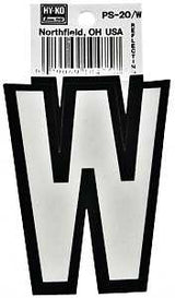 Hy-Ko PS-20/W Reflective Letter, Character: W, 3-1/4 in H Character, Black/White Character, Vinyl, Pack of 10