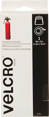 VELCRO Brand 90593 Hook and Loop Fastener, 2 in W, 4 ft L, Nylon, Black, Pack of 2