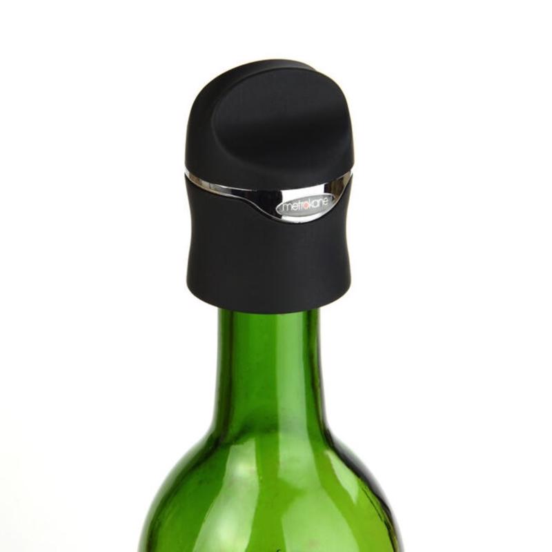 Rabbit Black Rubber/Stainless Steel Wine and Champagne Sealer, Pack of 12