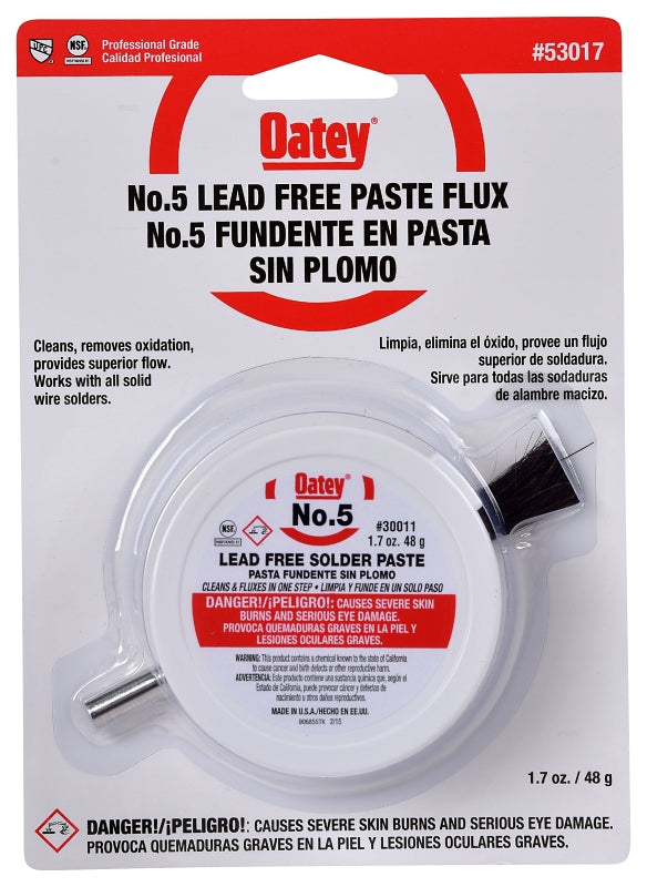 Oatey 53017 Soldering Flux, 1.7 oz Carded, Paste, Amber