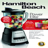 Hamilton Beach Power Elite Black Metal/Plastic Blender 40 oz 12 speed