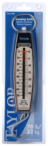 Taylor 3070 Hanging Scale, 70 lb, Analog Display, Steel Housing Material, lb