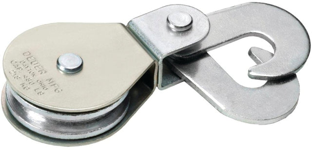 Deuer DB-35HS Scissor Hook Block, Swivel Eye, 5/16 in Rope, 480 lb Working Load, 2 in Sheave, Zinc