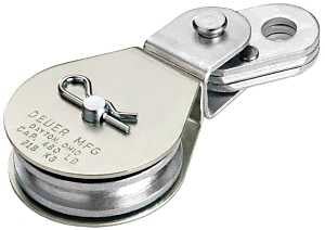 Deuer DB-35E Cable Block, Swivel Eye, 5/16 in Rope, 480 lb Working Load, 2 in Sheave, Zinc