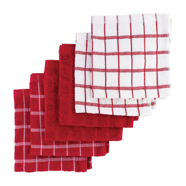 Ritz Paprika Cotton Check/Solid Dish Cloth 6 pk, Pack of 2