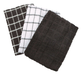 Ritz Black Cotton Check Kitchen Towel 3 pk, Pack of 3