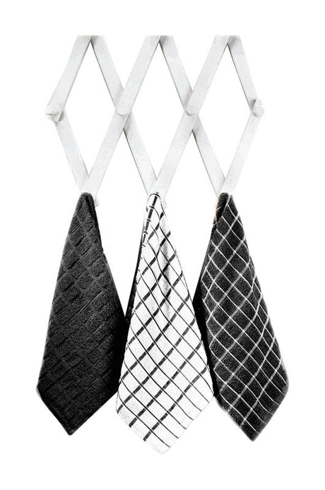 Ritz Black Cotton Check Kitchen Towel 3 pk, Pack of 3