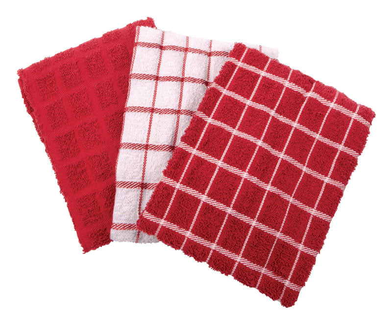 Ritz Paprika Cotton Check Kitchen Towel 3 pk, Pack of 3