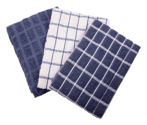 Ritz Federal Blue Cotton Check Kitchen Towel 3 pk, Pack of 3