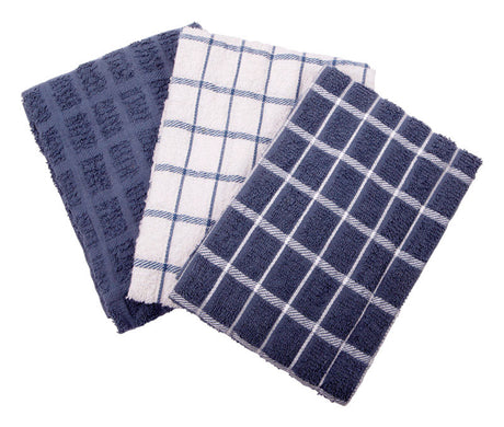Ritz Federal Blue Cotton Check Kitchen Towel 3 pk, Pack of 3