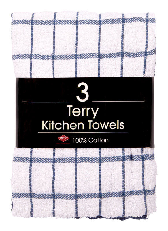 Ritz Federal Blue Cotton Check Kitchen Towel 3 pk, Pack of 3