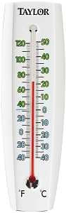 Taylor 5153/5301 Thermometer, 1/2 x 2-3/8 x 7-5/8 in Dimensions, -40 to 120 deg F