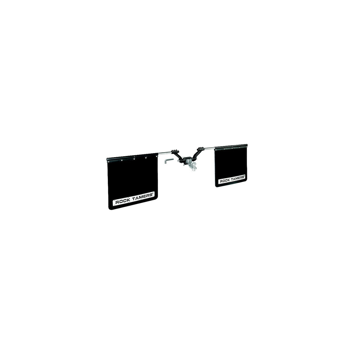 Rock Tamers 00112 Matte Black Adjustable 24" x 24" Rubber Mudflap System &amp; Stainless Steel Trim Plates for 3" Receiver